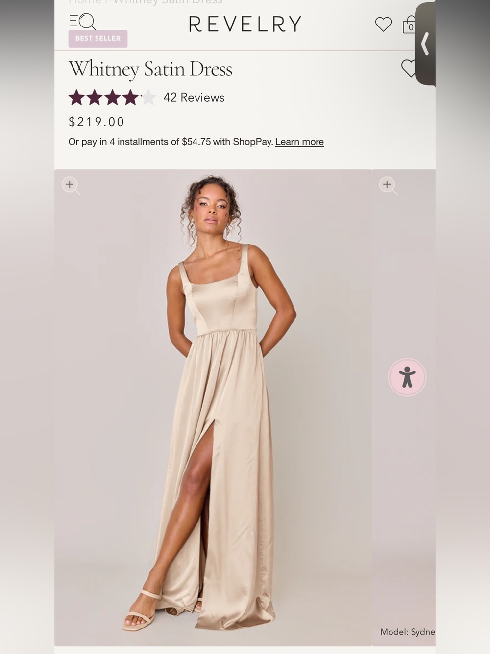 Revelry Gold Champagne Whitney Satin Maxi Bridesmaid Dress Size 12P